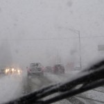 Car driving in snow