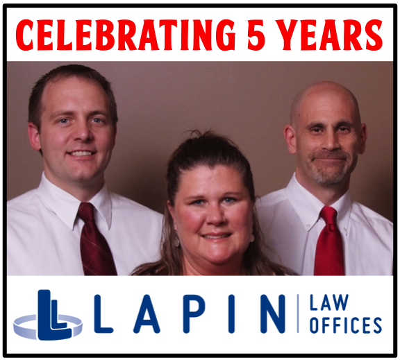 Celebrating 5 Years - Patrick Driver, Jill Tinnelly and Jeffrey Lapin - Lapin Law Offices